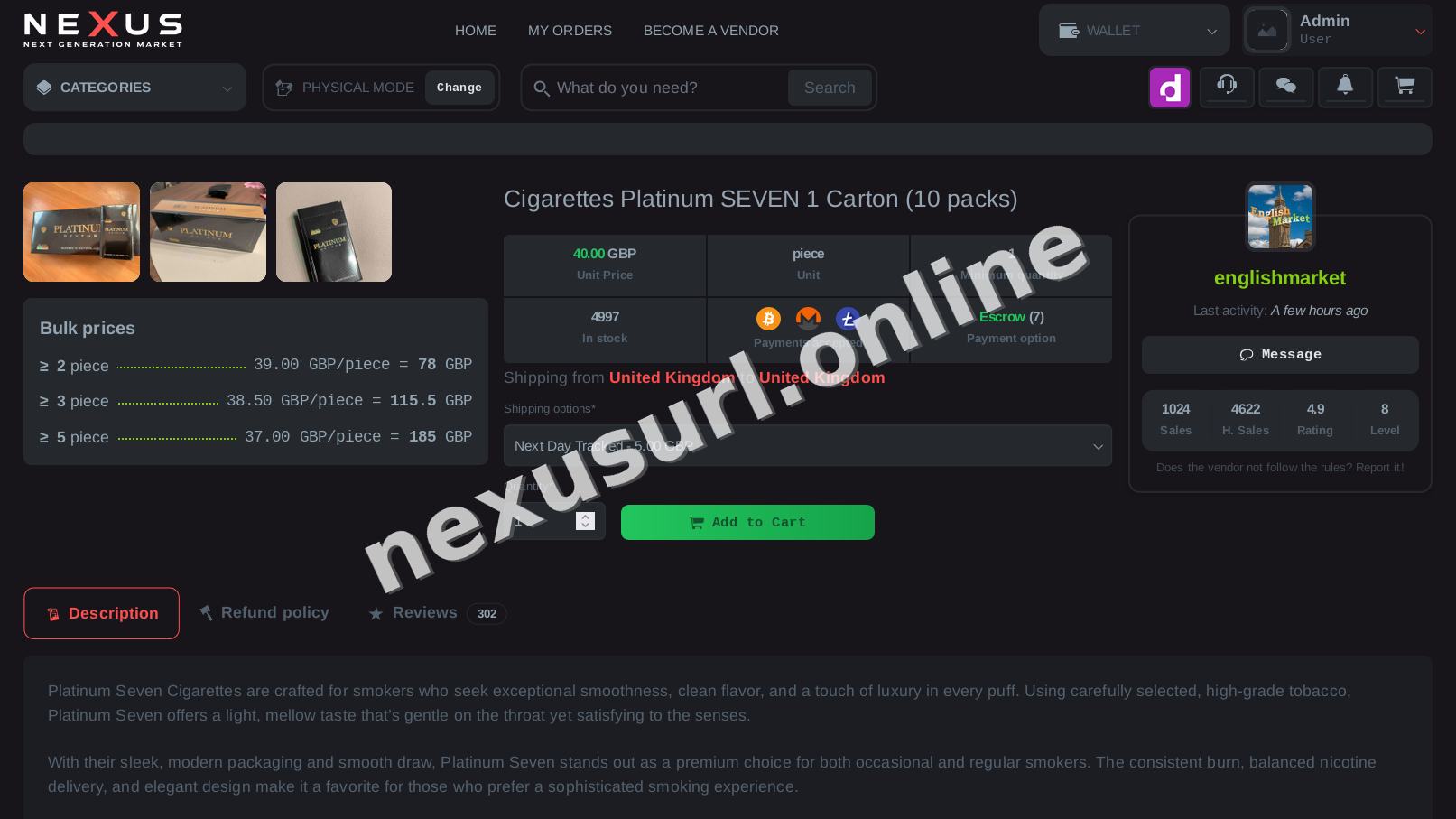 Nexus Market Url interface — view 2